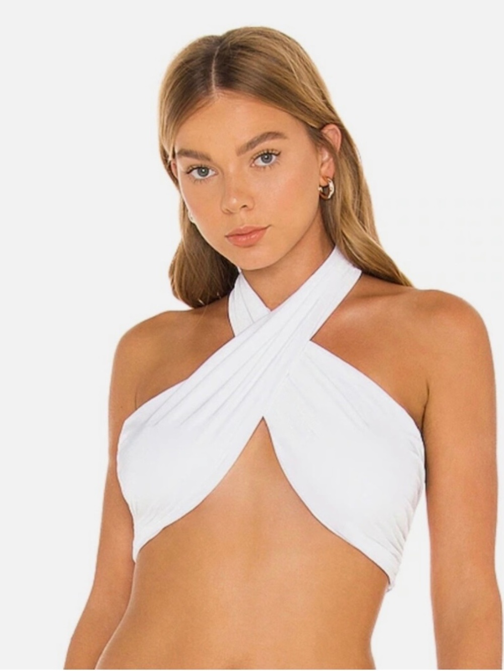 NEW WITH TAGS REVEL REY WHITE SIMONE SWIM HALTER TOP BIKINI SMALL $129